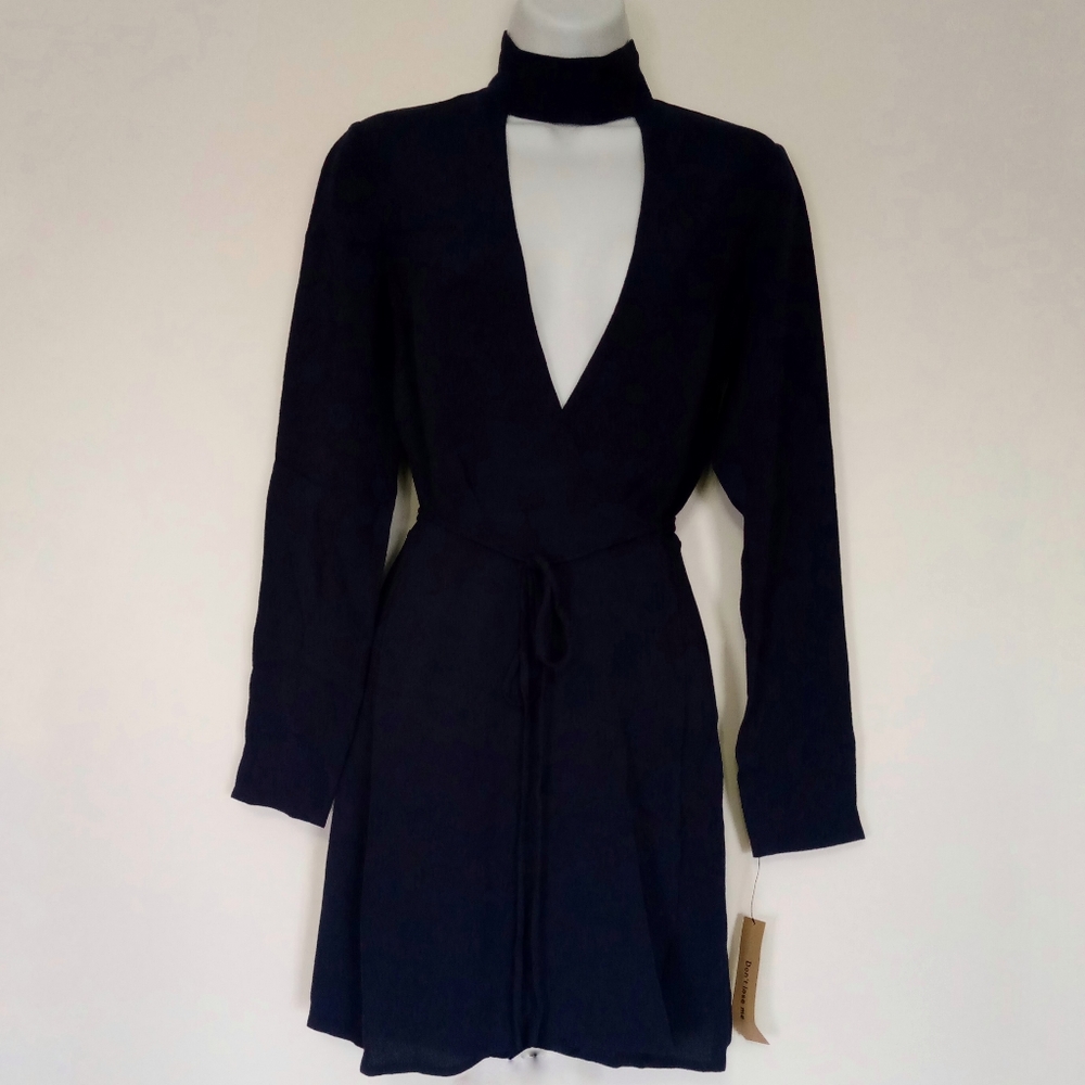 REFORMATION Campbell Mini Navy Wrap Dress